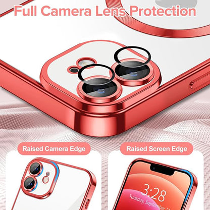 Husa de protectie Techsuit Luxury Crystal MagSafecompatibila cu Apple iPhone 12, acoperire spate, rosu