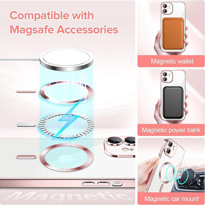 Husa de protectie Techsuit Luxury Crystal MagSafecompatibila cu Apple iPhone 12, acoperire spate, roz