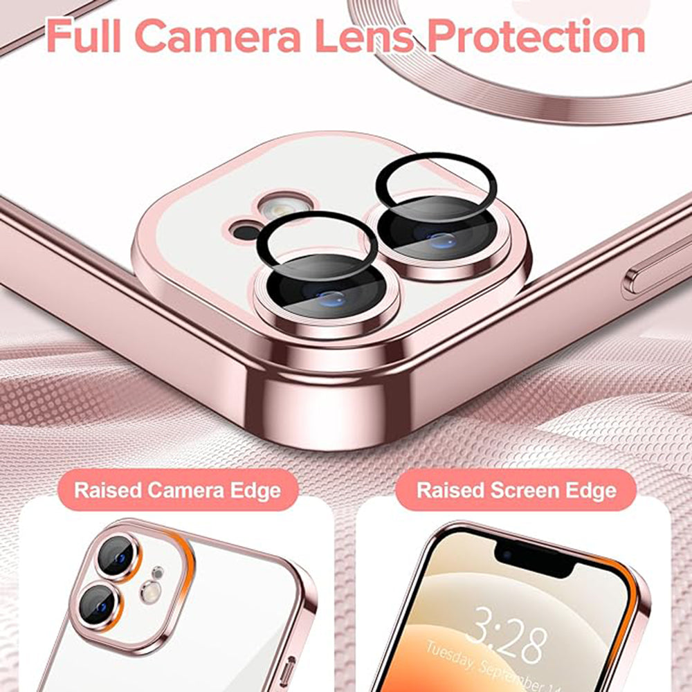 Husa de protectie Techsuit Luxury Crystal MagSafecompatibila cu Apple iPhone 12, acoperire spate, roz