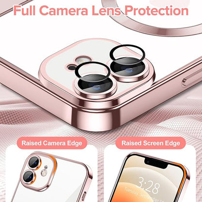 Husa de protectie Techsuit Luxury Crystal MagSafecompatibila cu Apple iPhone 12, acoperire spate, roz