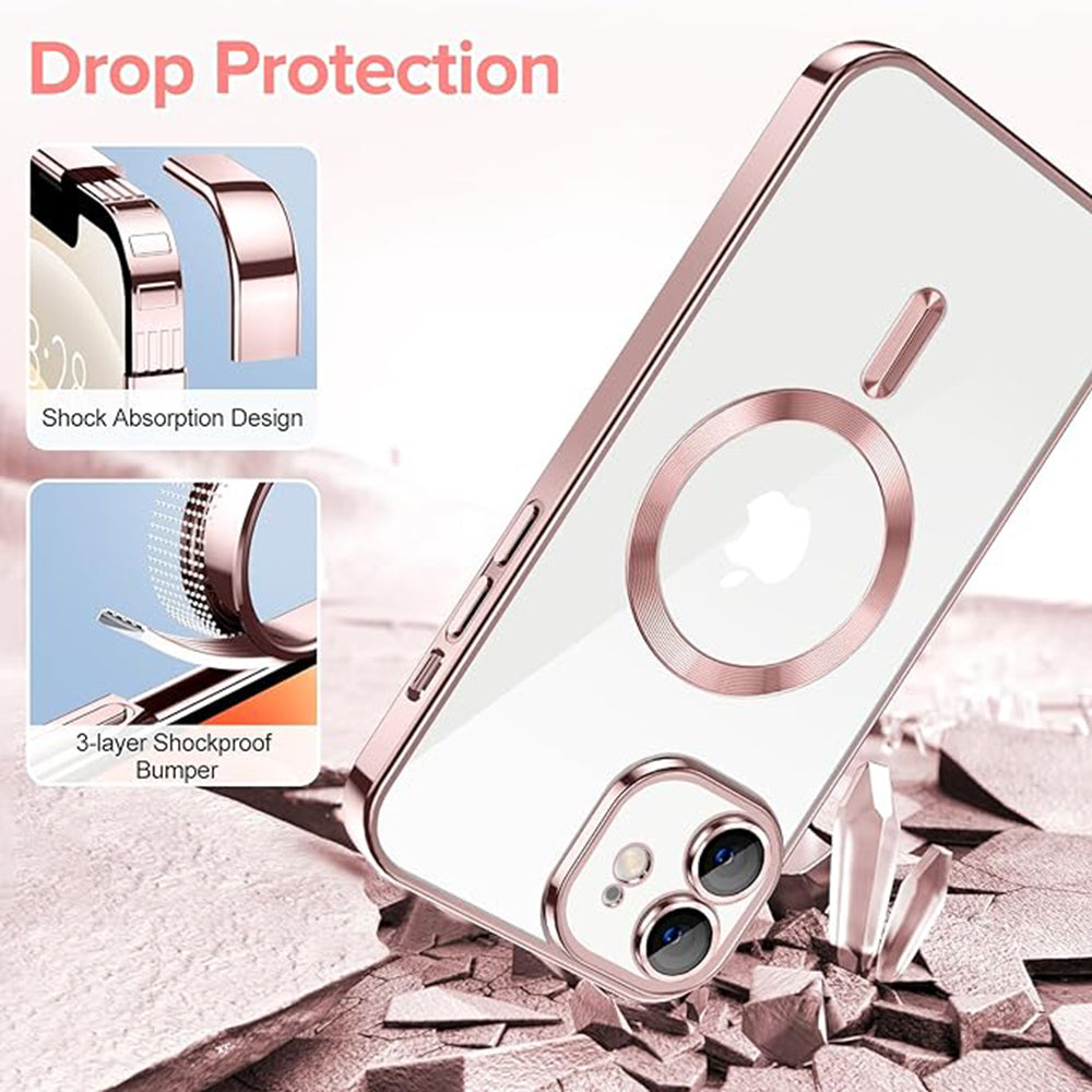 Husa de protectie Techsuit Luxury Crystal MagSafecompatibila cu Apple iPhone 12, acoperire spate, roz