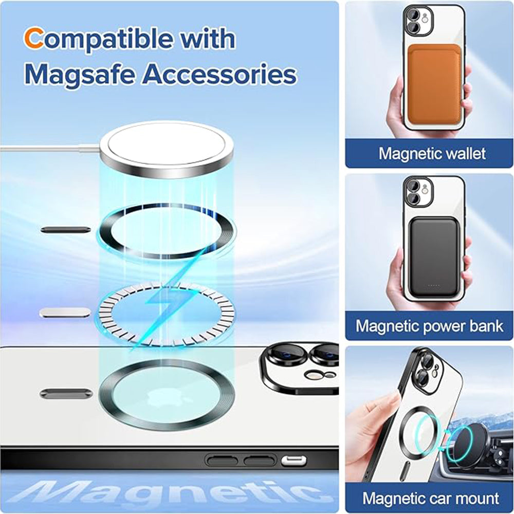 Husa de protectie Techsuit Luxury Crystal MagSafecompatibila cu Apple iPhone 12, acoperire spate, negru