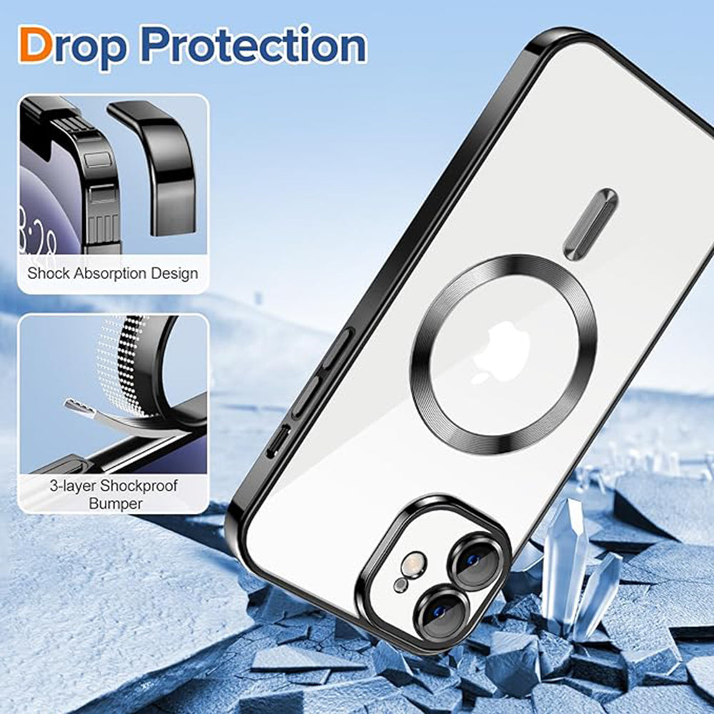 Husa de protectie Techsuit Luxury Crystal MagSafecompatibila cu Apple iPhone 12, acoperire spate, negru
