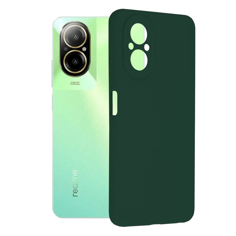 Husa de protectie Techsuit Soft Edge Silicone compatibila cu Realme C67 4G, acoperire spate, verde inchis