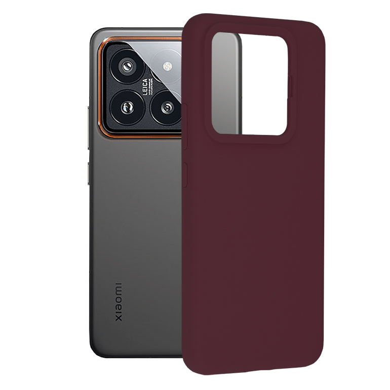Husa de protectie Techsuit Soft Edge Silicone compatibila cu Xiaomi 14 Pro, acoperire spate, visiniu