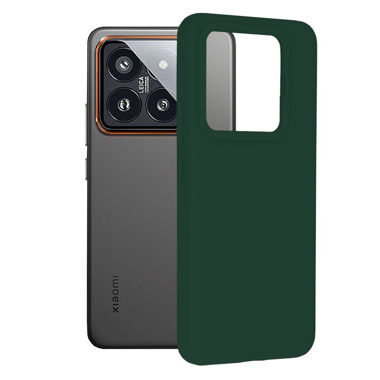 Husa de protectie Techsuit Soft Edge Silicone compatibila cu Xiaomi 14 Pro, acoperire spate, verde inchis