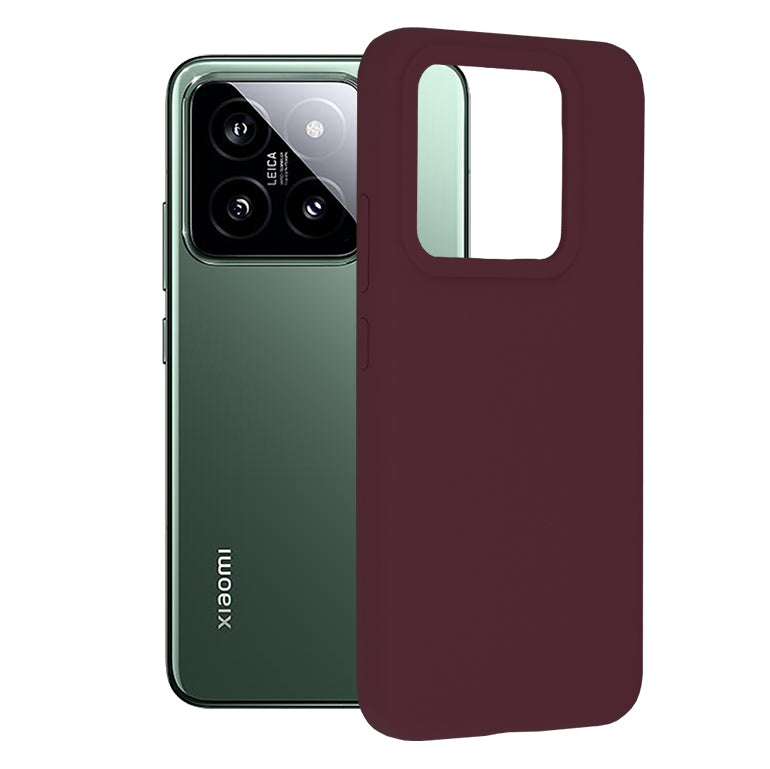 Husa de protectie Techsuit Soft Edge Silicone compatibila cu Xiaomi 14, acoperire spate, visiniu
