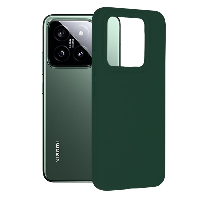 Husa de protectie Techsuit Soft Edge Silicone compatibila cu Xiaomi 14, acoperire spate, verde inchis