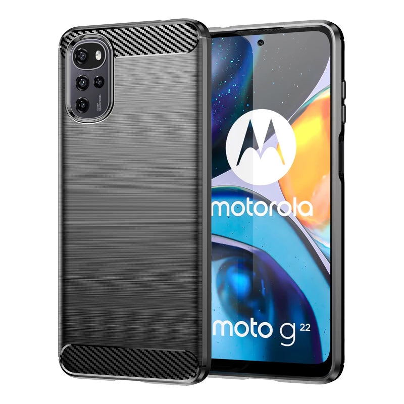 Husa de protectie Techsuit Carbon Siliconecompatibila cu Motorola Moto G22 , acoperire spate, negru