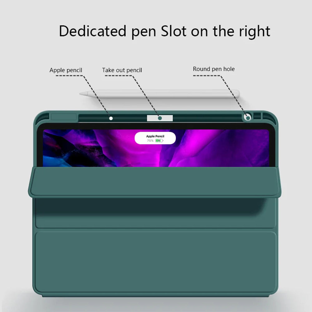 Husa de protectie pentru tableta Techsuit Flex Trifold compatibila cu Apple iPad Air 5 (2022), verde inchis, TPU