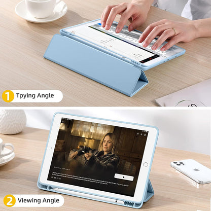 Husa de protectie pentru tableta Techsuit Flex Trifold compatibila cu Apple iPad 10.2 (2021), bleu, TPU