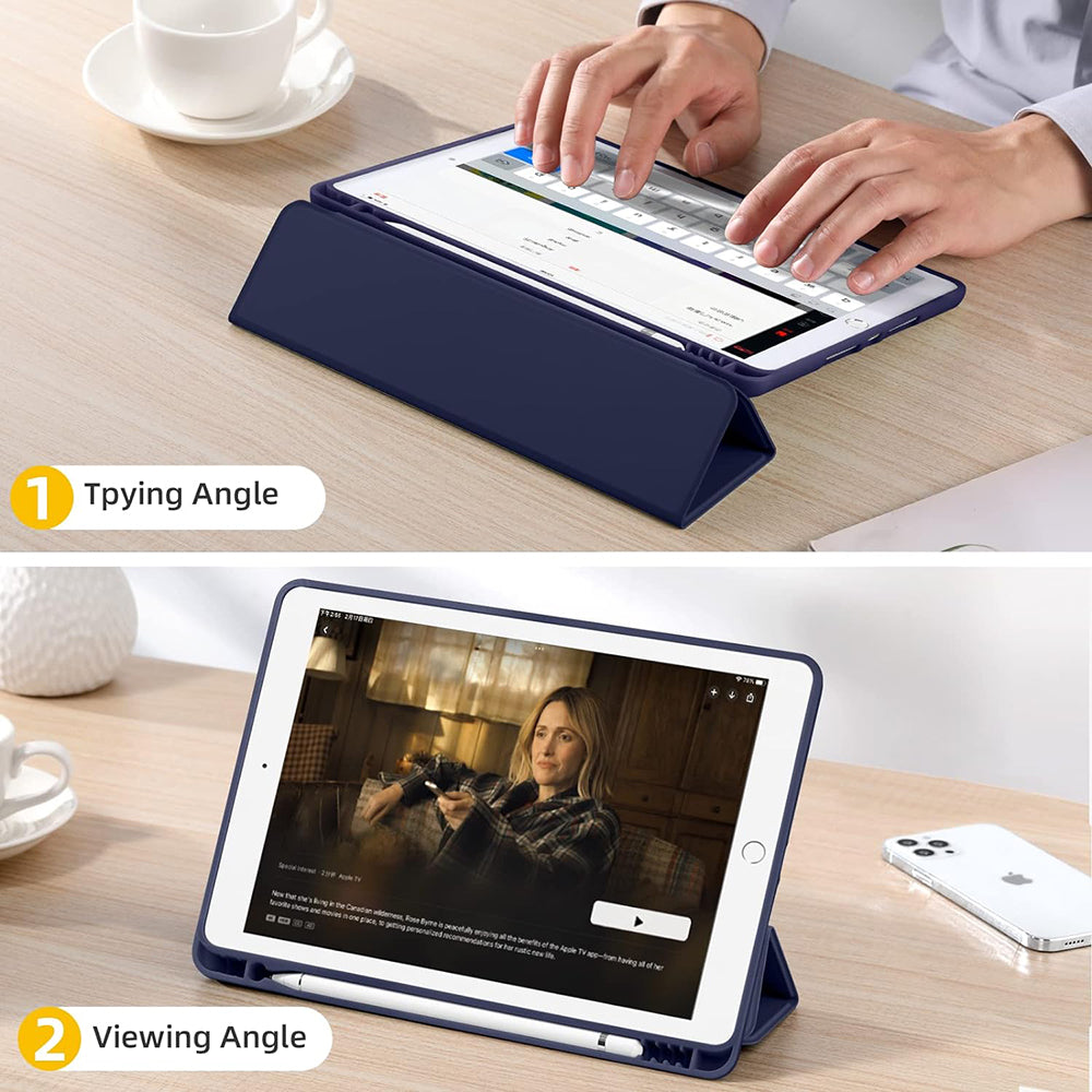 Husa de protectie pentru tableta Techsuit Flex Trifold compatibila cu Apple iPad 10.2 (2021), bleumarin, TPU