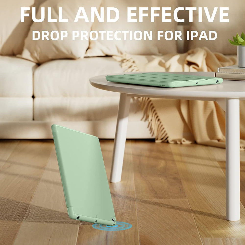 Husa de protectie pentru tableta Techsuit Flex Trifold compatibila cu Apple iPad 10.2 (2021), verde inchis, TPU