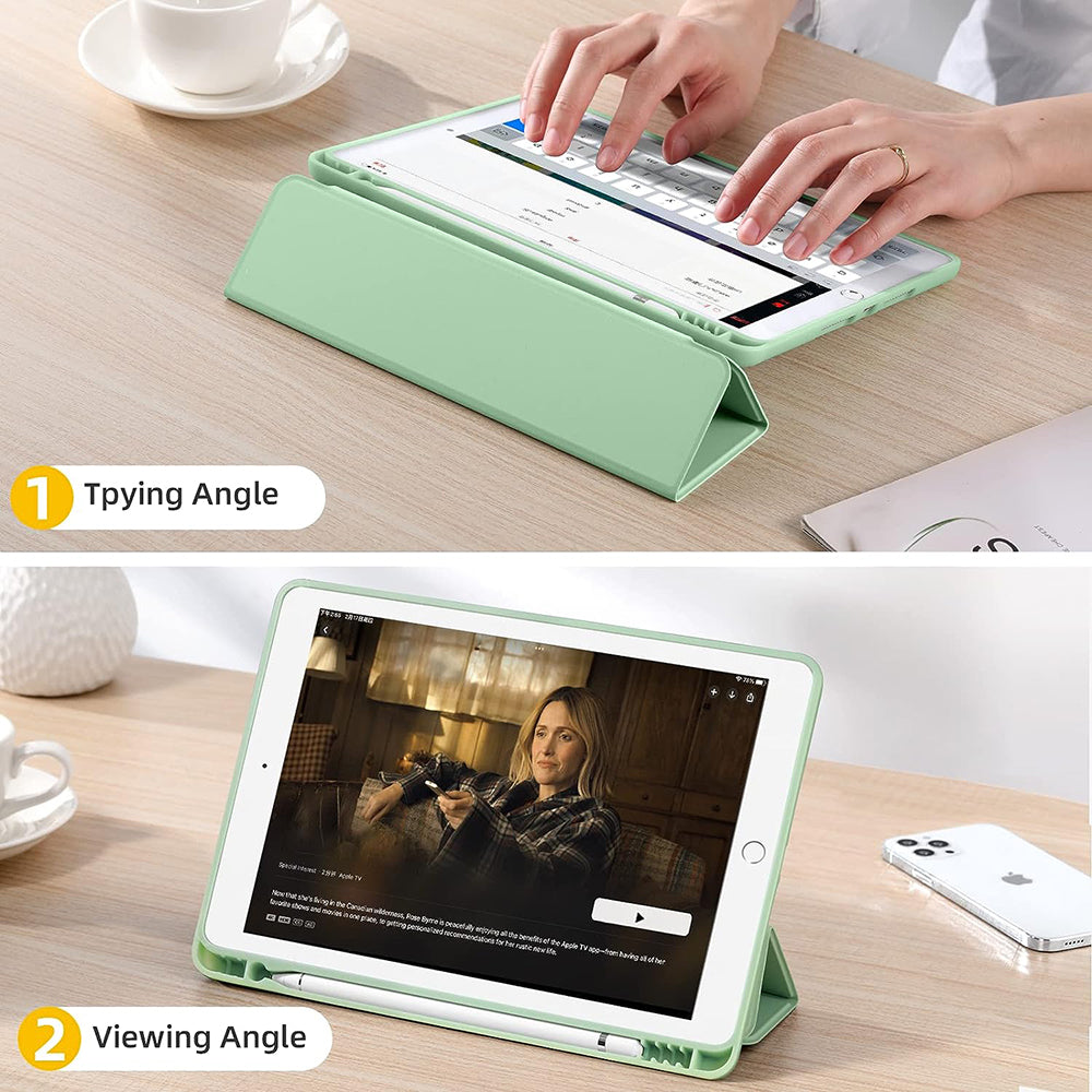 Husa de protectie pentru tableta Techsuit Flex Trifold compatibila cu Apple iPad 10.2 (2019), verde inchis, TPU