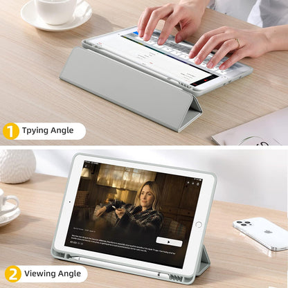 Husa de protectie pentru tableta Techsuit Flex Trifold compatibila cu Apple iPad 10.2 (2020), gri, TPU