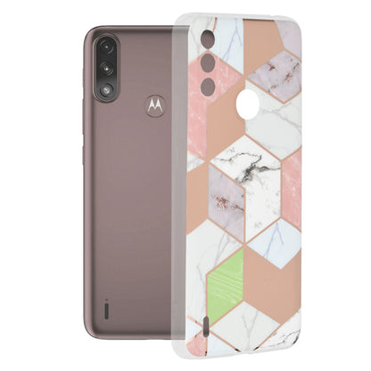 Husa de protectie Techsuit Marble Series compatibila cu Motorola Moto E7i Power, acoperire spate, Purple Hex