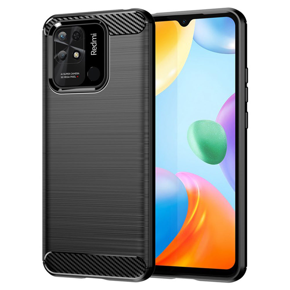 Husa de protectie Techsuit Carbon Siliconecompatibila cu Xiaomi Redmi 10C , acoperire spate, negru