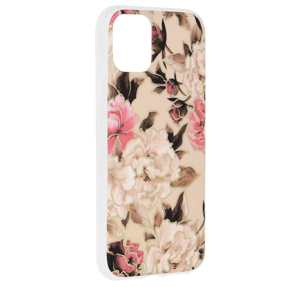 Husa de protectie Techsuit Marble Series compatibila cu Apple iPhone 11, acoperire spate, Mary, Berry Nude