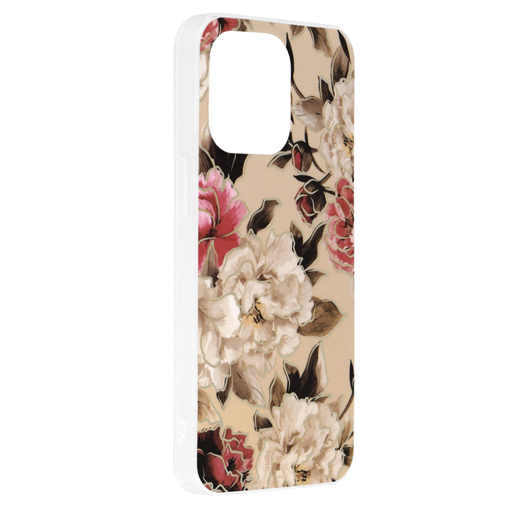 Husa de protectie Techsuit Marble Series compatibila cu Apple iPhone 13 Pro, acoperire spate, Mary, Berry Nude