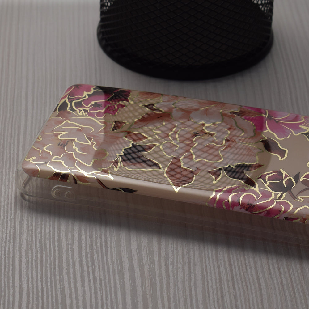 Husa de protectie Techsuit Marble Series compatibila cu Apple iPhone 13 Pro, acoperire spate, Mary, Berry Nude