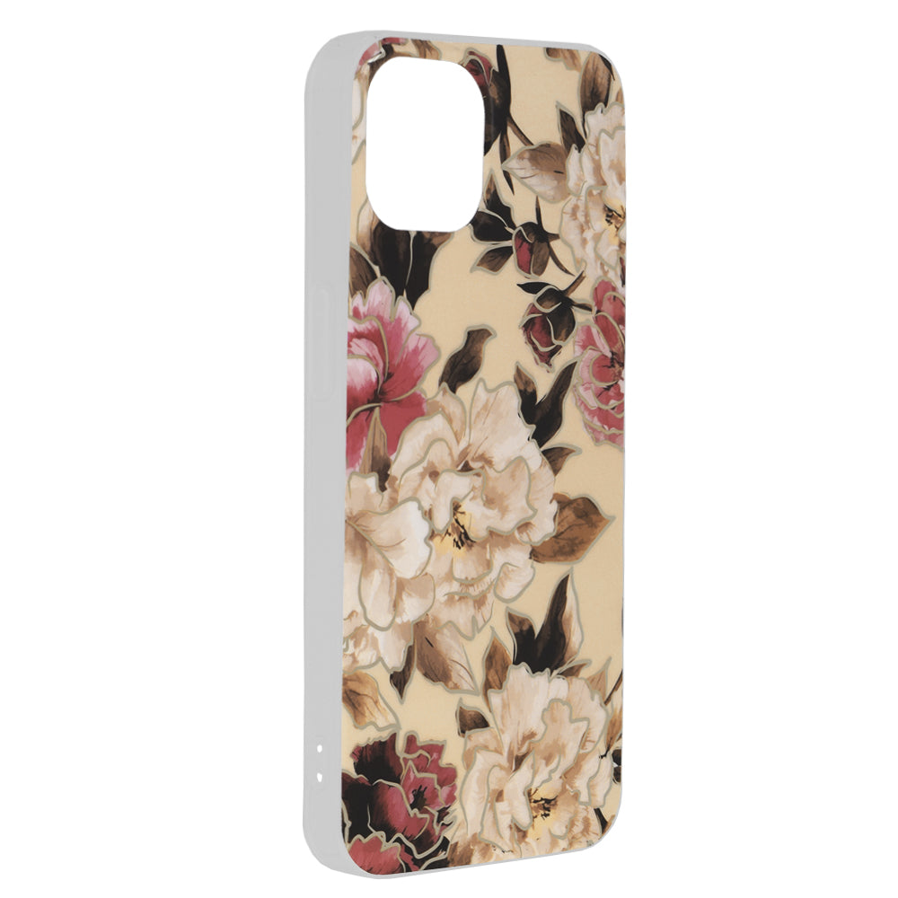 Husa de protectie Techsuit Marble Series compatibila cu Apple iPhone 13, acoperire spate, Mary, Berry Nude