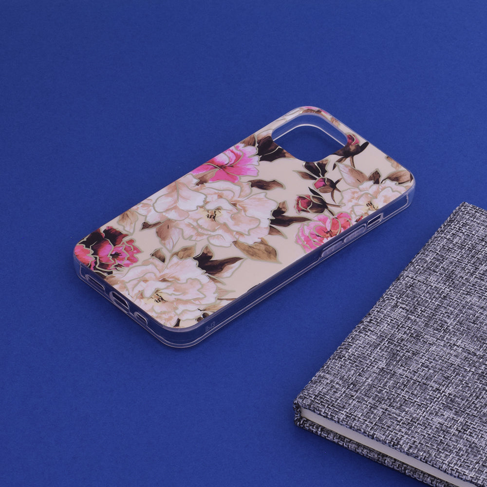 Husa de protectie Techsuit Marble Series compatibila cu Apple iPhone 13, acoperire spate, Mary, Berry Nude