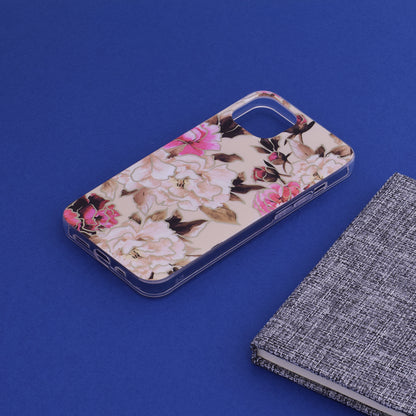 Husa de protectie Techsuit Marble Series compatibila cu Apple iPhone 13, acoperire spate, Mary, Berry Nude