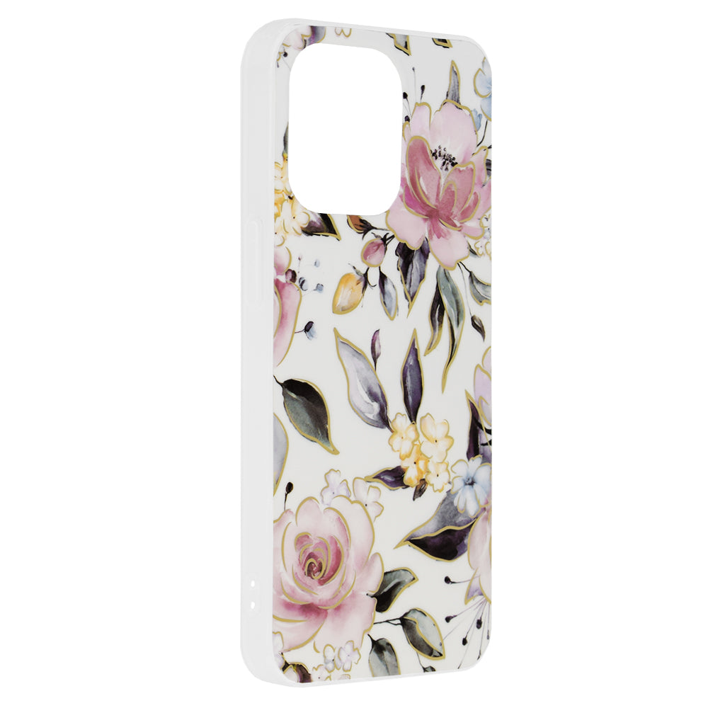 Husa de protectie Techsuit Marble Series compatibila cu Apple iPhone 13, acoperire spate, Chloe White