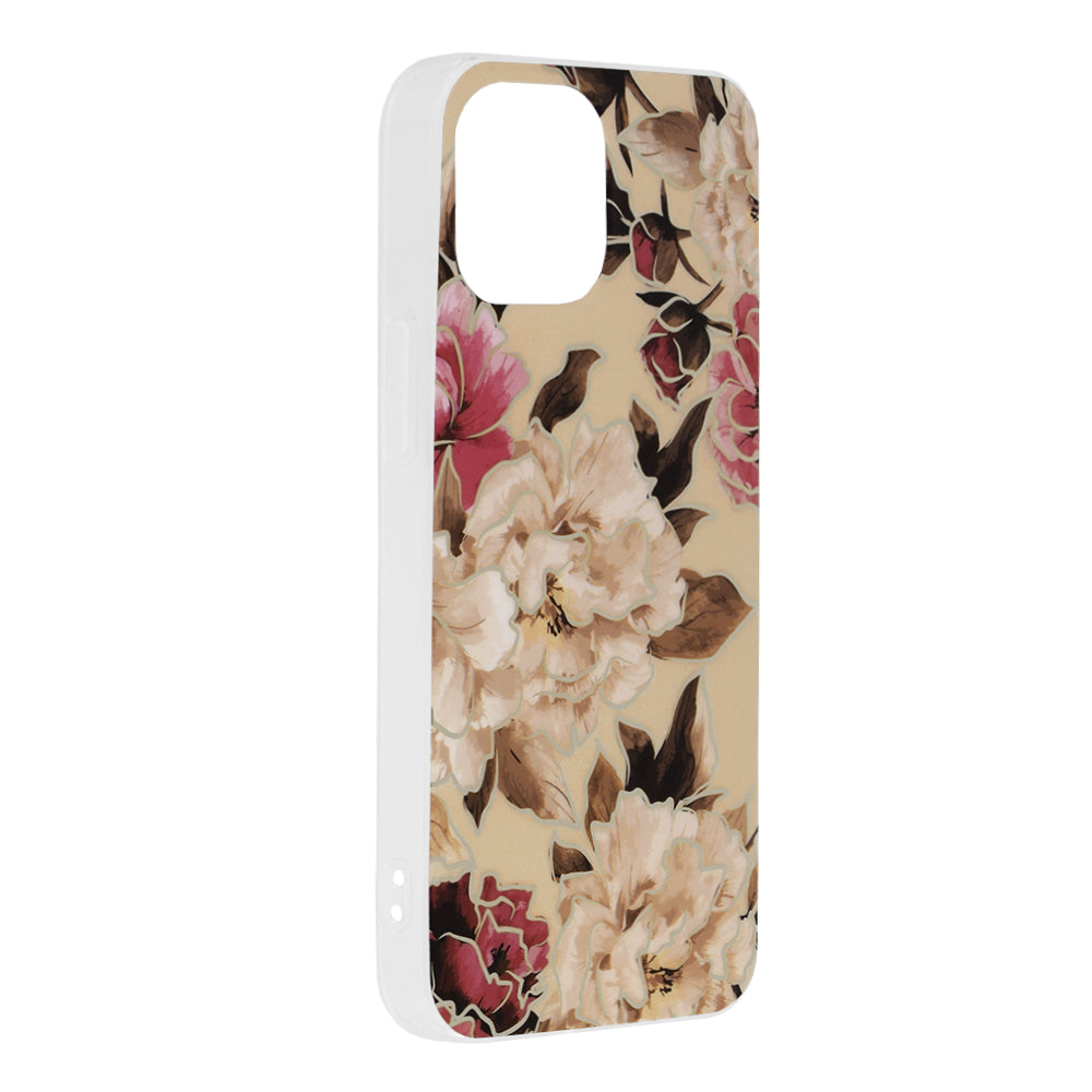 Husa de protectie Techsuit Marble Series compatibila cu Apple iPhone 13 Mini, acoperire spate, Mary, Berry Nude