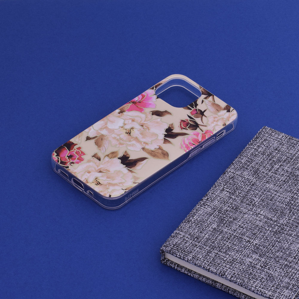 Husa de protectie Techsuit Marble Series compatibila cu Apple iPhone 13 Mini, acoperire spate, Mary, Berry Nude