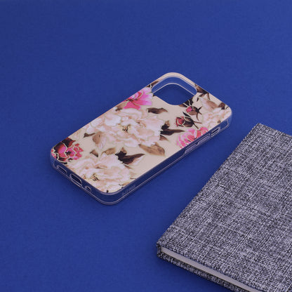 Husa de protectie Techsuit Marble Series compatibila cu Apple iPhone 13 Mini, acoperire spate, Mary, Berry Nude