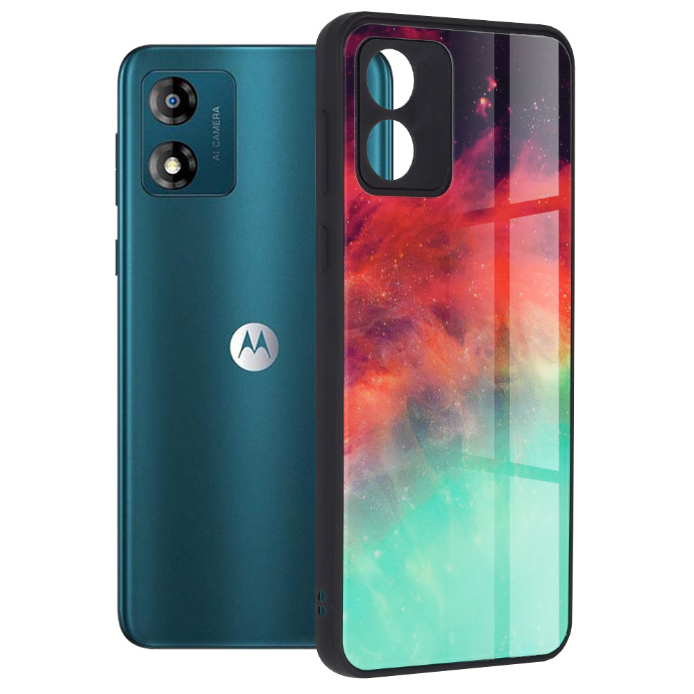 Husa de protectie Techsuit Glaze Series compatibila cu Motorola Moto E13, acoperire spate, Fiery Ocean