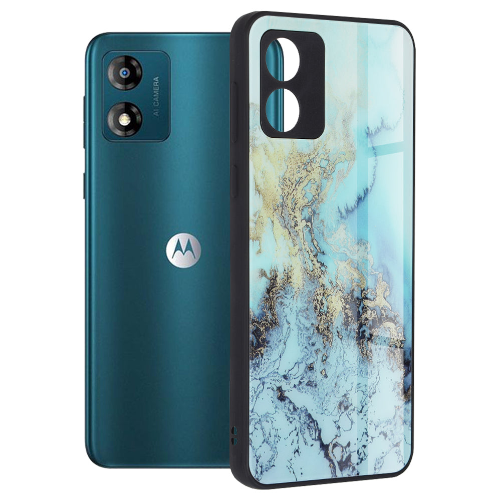 Husa de protectie Techsuit Glaze Series compatibila cu Motorola Moto E13, acoperire spate, Blue Ocean