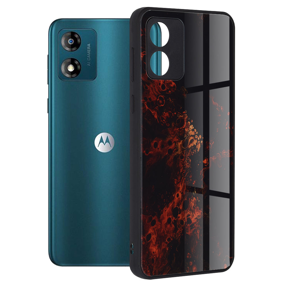 Husa de protectie Techsuit Glaze Series compatibila cu Motorola Moto E13, acoperire spate, Red Nebula