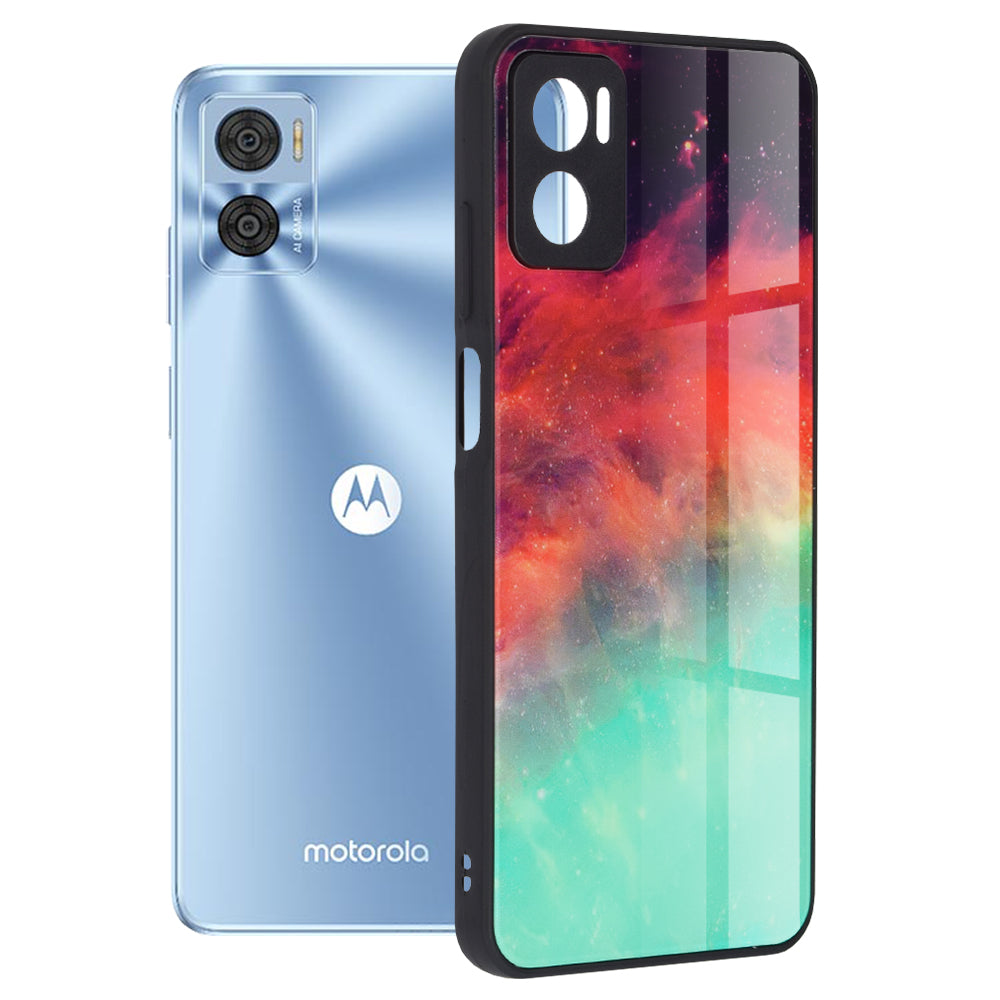 Husa de protectie Techsuit Glaze Series compatibila cu Motorola Moto E22, acoperire spate, Fiery Ocean