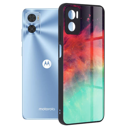 Husa de protectie Techsuit Glaze Series compatibila cu Motorola Moto E22, acoperire spate, Fiery Ocean