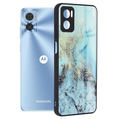 Husa de protectie Techsuit Glaze Series compatibila cu Motorola Moto E22, acoperire spate, Blue Ocean