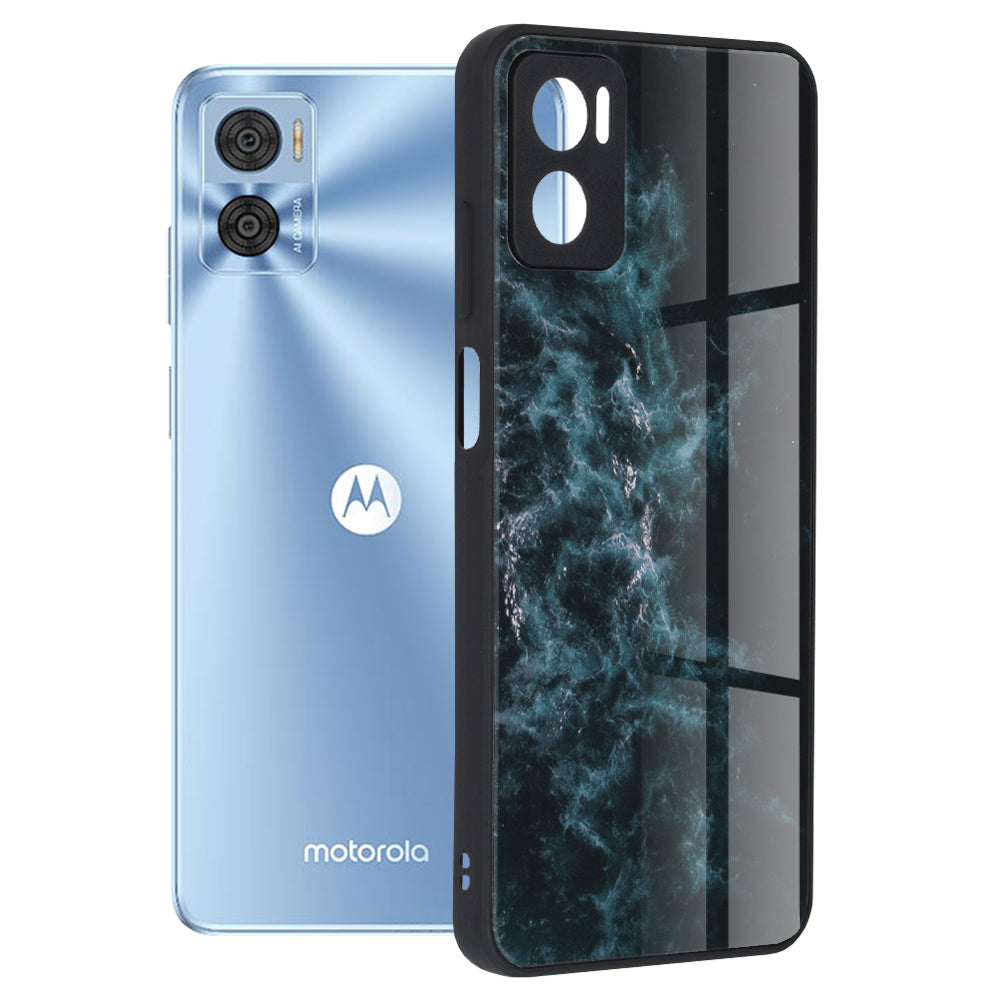 Husa de protectie Techsuit Glaze Series compatibila cu Motorola Moto E22i, acoperire spate, Blue Nebula
