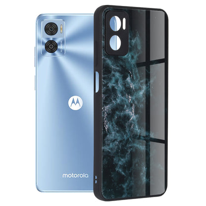 Husa de protectie Techsuit Glaze Series compatibila cu Motorola Moto E22i, acoperire spate, Blue Nebula