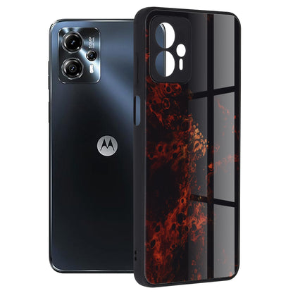 Husa de protectie Techsuit Glaze Series compatibila cu Motorola Moto G13, acoperire spate, Red Nebula