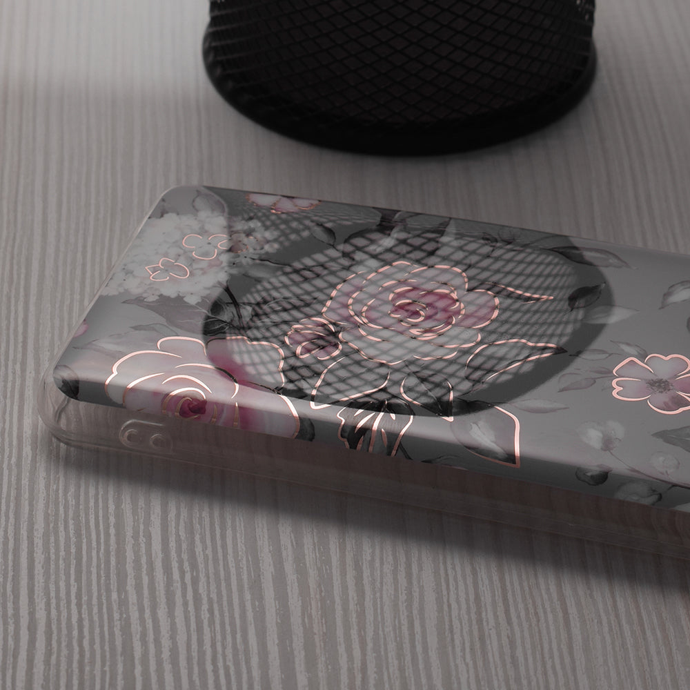 Husa de protectie Techsuit Marble Series compatibila cu Honor 90 SMART, acoperire spate, Mary, Berry Nude