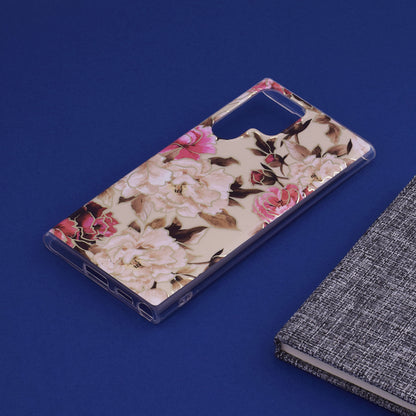 Husa de protectie Techsuit Marble Series compatibila cu Samsung Galaxy S22 Ultra, acoperire spate, Mary, Berry Nude