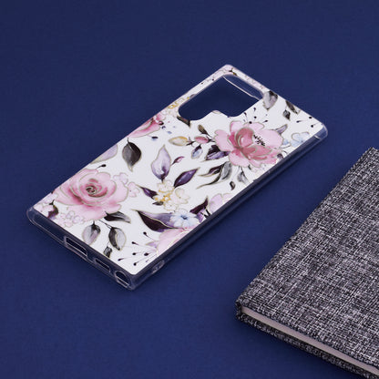 Husa de protectie Techsuit Marble Series compatibila cu Samsung Galaxy S22 Ultra, acoperire spate, Chloe White