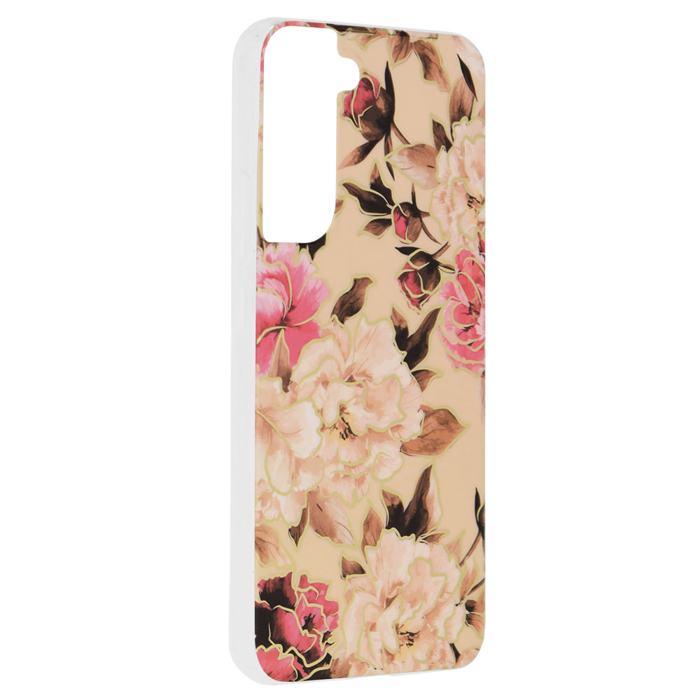 Husa de protectie Techsuit Marble Series compatibila cu Samsung Galaxy S22 Plus, acoperire spate, Mary, Berry Nude