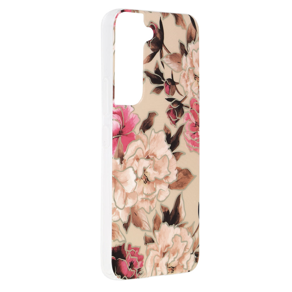 Husa de protectie Techsuit Marble Series compatibila cu Samsung Galaxy S22, acoperire spate, Mary, Berry Nude
