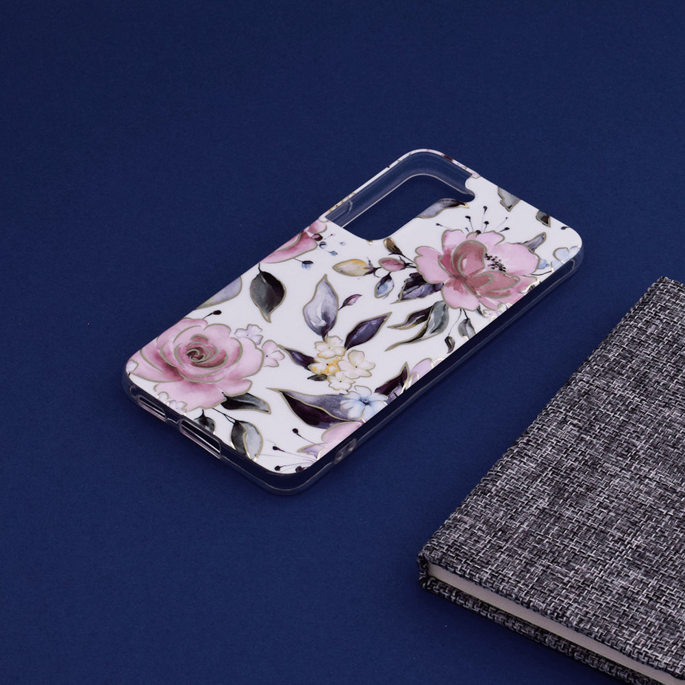 Husa de protectie Techsuit Marble Series compatibila cu Samsung Galaxy S22, acoperire spate, Chloe White