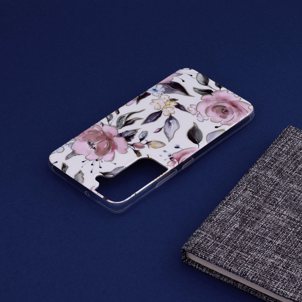 Husa de protectie Techsuit Marble Series compatibila cu Samsung Galaxy S22, acoperire spate, Chloe White