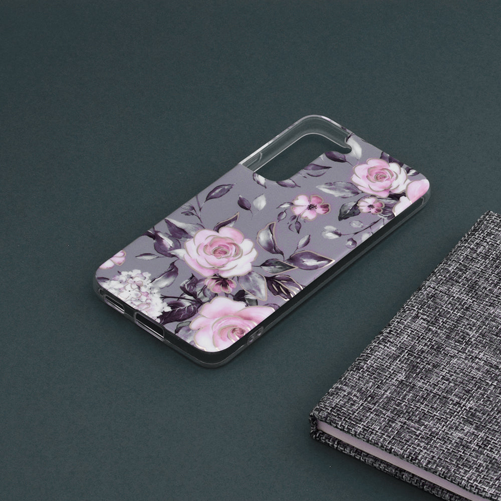 Husa de protectie Techsuit Marble Series compatibila cu Samsung Galaxy S22, acoperire spate, Bloom of Ruth, Gray