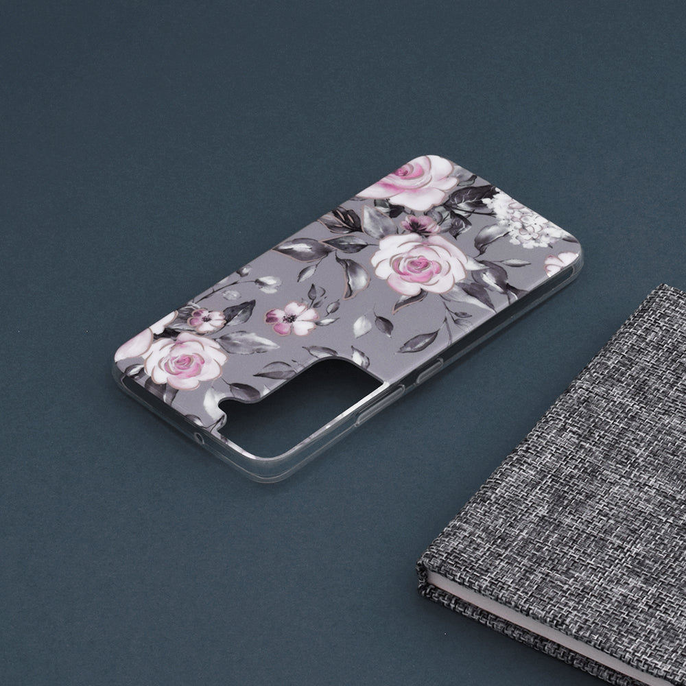 Husa de protectie Techsuit Marble Series compatibila cu Samsung Galaxy S22, acoperire spate, Bloom of Ruth, Gray