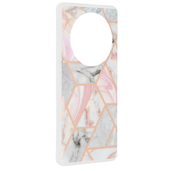 Husa de protectie Techsuit Marble Series compatibila cu Honor Magic6 Lite, acoperire spate, Pink Hex